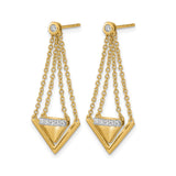 14k Yellow Gold Dangle Earrings with Diamond Accents, Geometric V and Triangle Drop Design