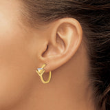 14k Yellow Gold Hoop Earrings with Diamond Chevron Triangle Drop, Modern Minimalist Design