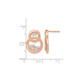 14k Rose Gold Infinity Stud Earrings with Round Diamonds, Double Loop Design for Women