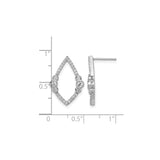 14k White Gold Diamond Earrings, Marquise Bezel and Pave Set, Modern Open Design Studs