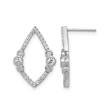 14k White Gold Diamond Earrings, Marquise Bezel and Pave Set, Modern Open Design Studs