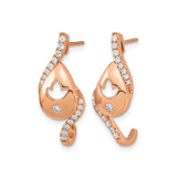 14k Rose Gold Teardrop Earrings with Dove Cutout and Diamonds Accents