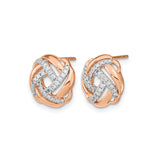 14K Rose Gold Knot Stud Earrings With Diamond Pave