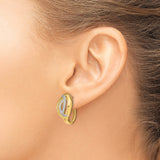 14k Yellow Gold Marquise Hoop Earrings with Diamonds, Polished Finish, Modern Open Design