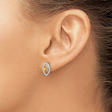 14k White Gold Marquise Stud Earrings with Round Citrine and Diamond Accents
