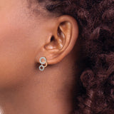 14k Rose Gold Stud Earrings with Pavé Diamonds, Interlocking Open Circles Design