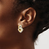 14k Yellow Gold Dangle Earrings with Diamond Accents, Interlocking Geometric Links Design