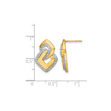14k Yellow Gold Dangle Earrings with Diamond Accents, Interlocking Geometric Links Design
