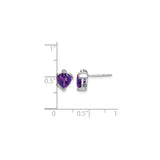 14k White Gold Heart Amethyst Stud Earrings with Diamond Accent