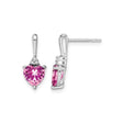 14k White Gold Heart Stud Earrings with Created Sapphire and Diamond Accents for Women