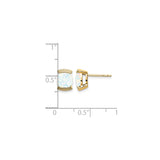 14k Yellow Gold Opal Stud Earrings, Cushion Cut with Decorative Lattice Design for Women