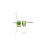 14k White Gold Peridot Stud Earrings, Cushion Cut Decorative Basket Setting