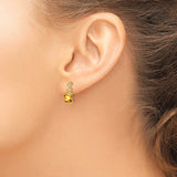 14k Yellow Gold Dangle Earrings with Cushion Cut Citrine and Diamond Accents in Geometric Style