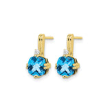 10k Yellow Gold Dangle Earrings with Swiss Blue Topaz and Diamond Accents