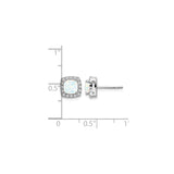 14k White Gold Opal Stud Earrings with Diamond Halo, Cushion Cut Gemstone Design