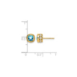 10k Yellow Gold Stud Earrings with Cushion Cut Swiss Blue Topaz and Diamond Accents