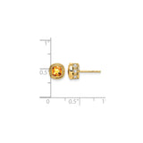 14k Yellow Gold Stud Earrings with Cushion Cut Citrine, Diamond Accents, Vintage Milgrain Detailing