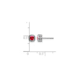 10k White Gold Stud Earrings with Cushion Cut Ruby and Diamond Double Halo Design