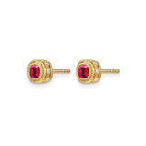10k Yellow Gold Stud Earrings with Ruby and Diamond Accent Halo Design