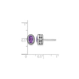 14k White Gold Amethyst Stud Earrings with Diamond Accents, Vintage Halo Design