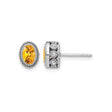 14k White Gold Citrine Stud Earrings with Diamond Accents, Vintage Halo Design