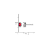 14k White Gold Ruby Stud Earrings with Diamond Halo Setting for Women