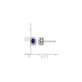 14k White Gold Sapphire Stud Earrings with Diamond Halo, Classic Oval Design for Women