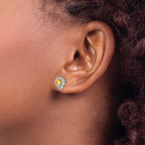 14k White Gold Teardrop Stud Earrings with Citrine Center and Diamond Halo Detailing
