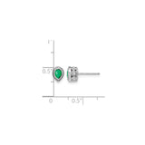 14k White Gold Earrings with Pear Shaped Emerald and Diamond Accents, Vintage Halo Studs