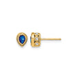 14k Yellow Gold Stud Earrings with Sapphire and Diamond, Pear Shape, Vintage Halo Style