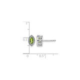 14k White Gold Stud Earrings with Marquise Cut Peridot and Diamond Halo