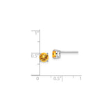 14k White Gold Citrine Stud Earrings, Round Cut Gemstone in Four-Prong Setting