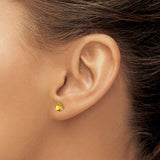 14k White Gold Citrine Stud Earrings, Round Cut Gemstone, Three Prong Minimalist Style