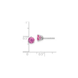 14k White Gold Stud Earrings with Lab-Created Pink Sapphire, Round Cut, Prong Setting