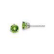 14k White Gold Peridot Stud Earrings, Round Cut August Birthstone Jewelry for Women