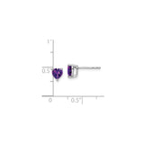 14k White Gold Heart Shaped Amethyst Stud Earrings for Women