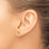 14k White Gold Heart Shaped Citrine Stud Earrings, Romantic Minimalist Design for Women