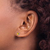 14k White Gold Citrine Triangle Stud Earrings, November Birthstone Jewelry for Women