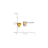 14k White Gold Citrine Triangle Stud Earrings, November Birthstone Jewelry for Women