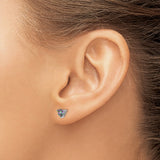 14k White Gold Stud Earrings with Trillion Cut Mystic Fire Topaz, Modern Minimalist Design