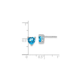 14k White Gold Heart Stud Earrings with Swiss Blue Topaz Gemstone for Women
