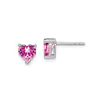 14k White Gold Heart Stud Earrings with Lab Created Pink Sapphire for Women
