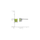 14k White Gold Peridot Stud Earrings with Square Cut Gemstones, Minimalist August Birthstone Jewelry