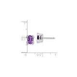 14k White Gold Amethyst and Diamond Accent Stud Earrings, February Birthstone Jewelry