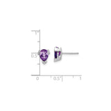14k White Gold Stud Earrings with Pear-Shaped Amethyst and Diamond Accents