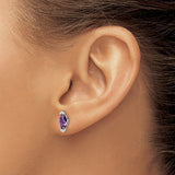 14k White Gold Amethyst and Diamond Stud Earrings, Marquise Design for Women