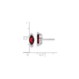 14k White Gold Garnet and Diamond Stud Earrings, Marquise Shape, Modern Minimalist Style