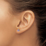 14k White Gold Triangle Cluster Stud Earrings with Amethyst, Modern Minimalist Style