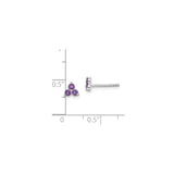 14k White Gold Triangle Cluster Stud Earrings with Amethyst, Modern Minimalist Style