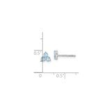 14k White Gold Trilliant Cluster Stud Earrings with Swiss Blue Topaz, Triangle Design